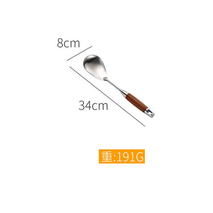 Rosewood Spatula 304 Stainless Steel Kitchenware Soup Spoon Fishing Colander Household Kitchen Utensils Frying Shovel Hot Set Dsers