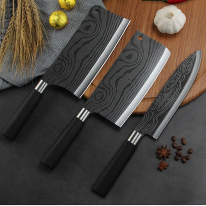 Professional Chef Knife Set Damascus Laser Pattern Meat Chopping Slicing Vegetable Cutter Cleaver Kitchen Knives Stainless Steel Dsers