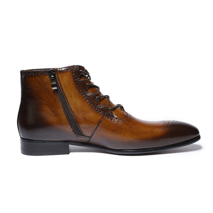 Men's Leather Zip Up Ankle Boots Dsers