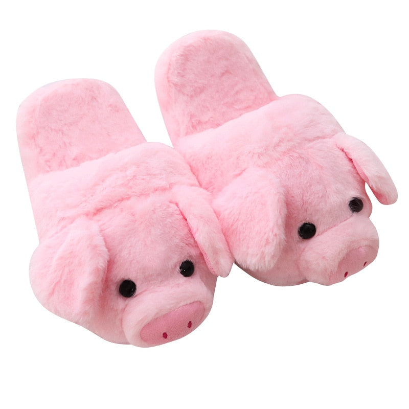 Women's Fuzzy Pink Piggy Themed Slippers Dsers