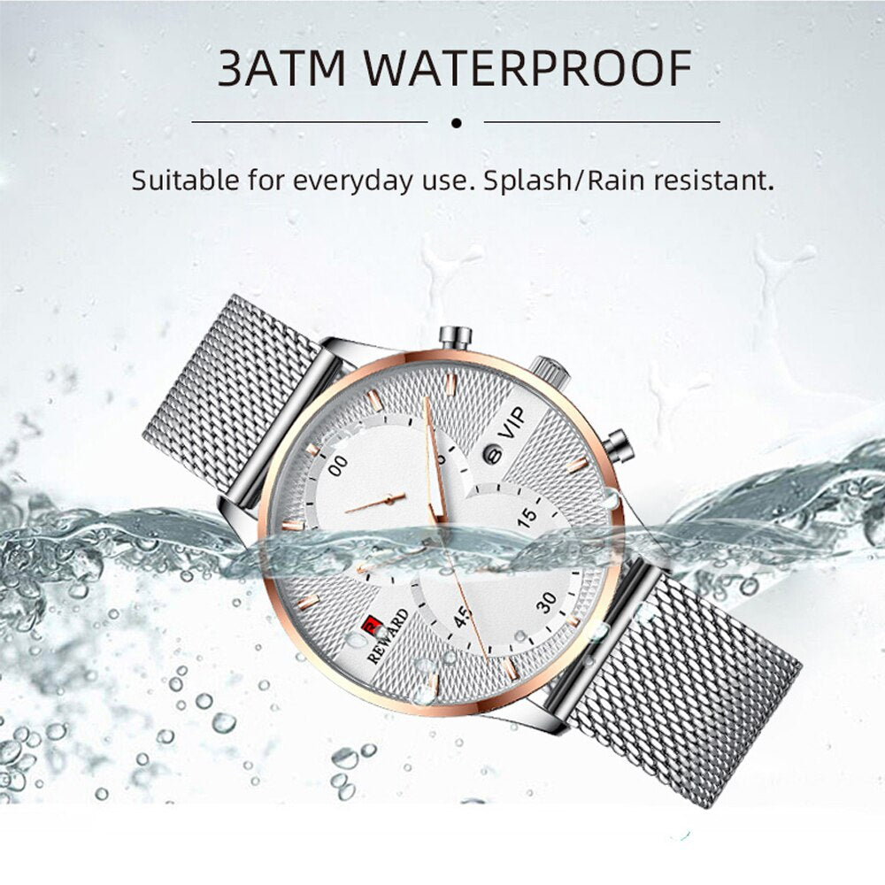 Men's Chronotgraph Waterproof Quartz Stainless Steel Sports Watch Dsers