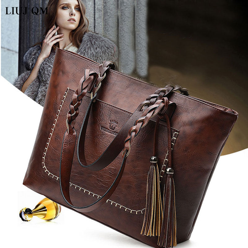 Women's PU Leather Vintage Style Tassel Handbag Dsers