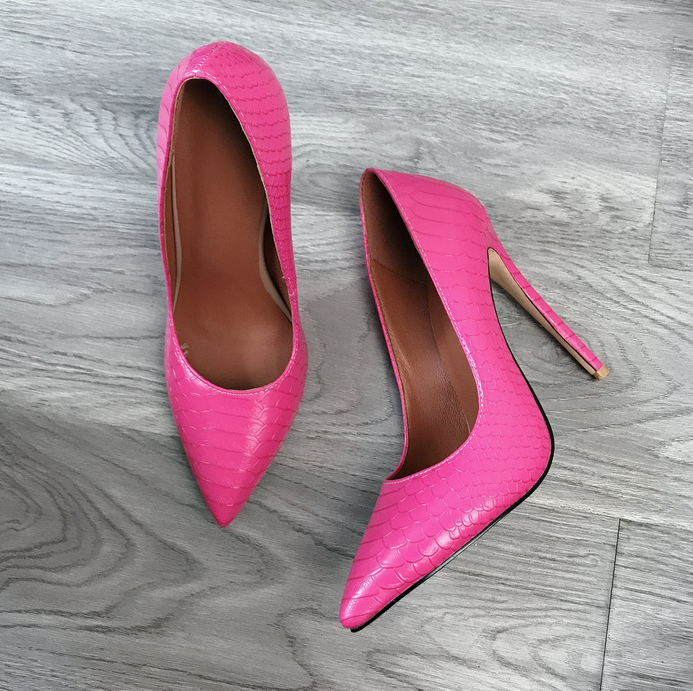 Women's Pink Snake Pattern Heels Dsers