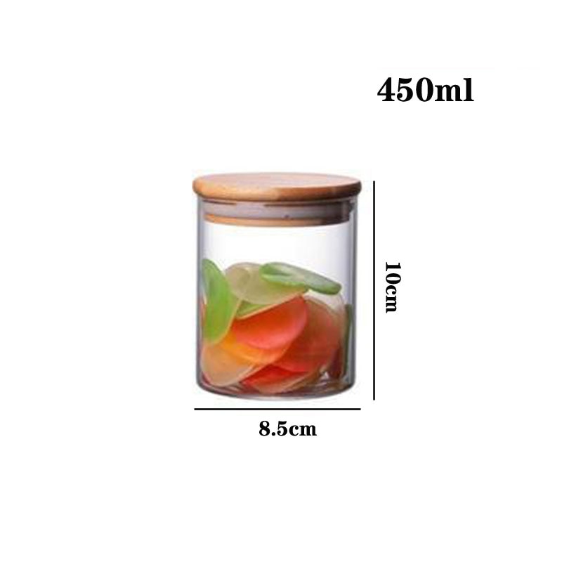 Storage Tank Food Container Bamboo Covered High Borosilicate Food Sealed Glass Tank Kitchen Miscellaneous Grain Organizer Dsers