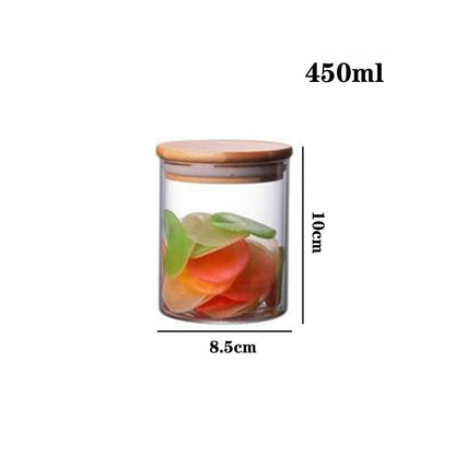 Storage Tank Food Container Bamboo Covered High Borosilicate Food Sealed Glass Tank Kitchen Miscellaneous Grain Organizer Dsers