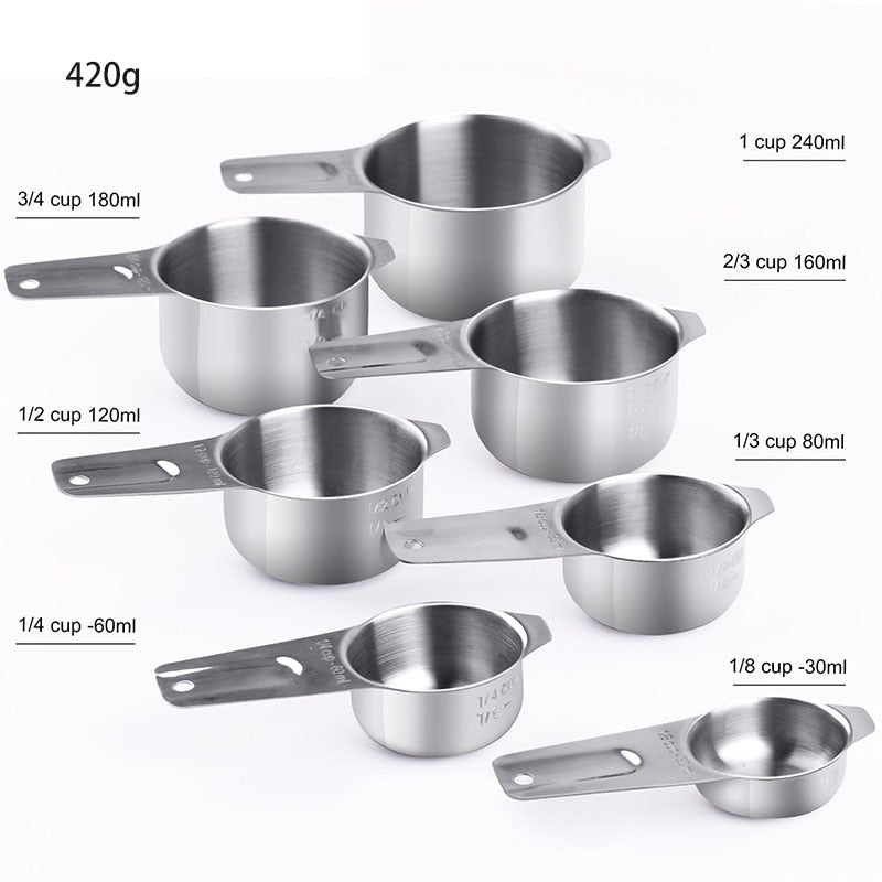 Stainless Steel Measuring Cup Measuring Spoons Metal Spoon Set Teaspoons Tools Pastry Utensils Kitchen Helper Baking Accessories Dsers