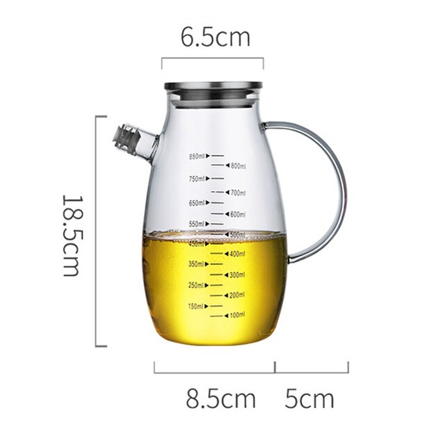 Transparent Glass Oil Bottle with Handle Scale Heat-Resistant High Borosilicate Kitchen Supplies Soy Sauce Vinegar Container Dsers