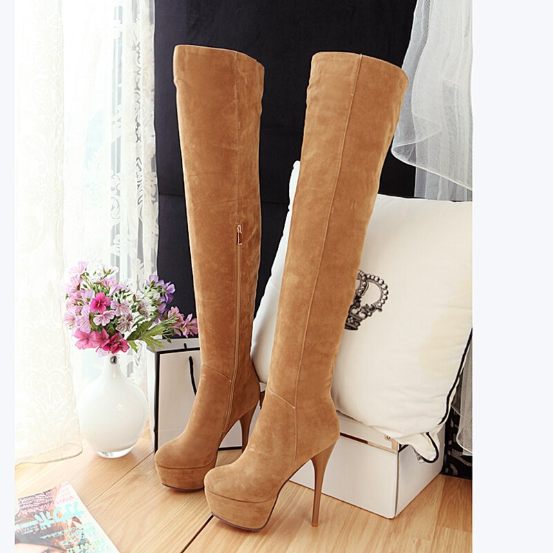 Women's Thigh High Suede Stiletto Boots Dsers