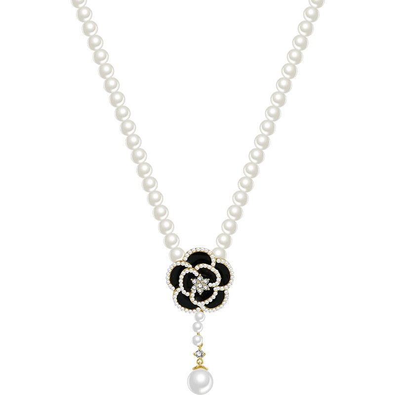 Women's Rose and Pearl  Vintage Style Necklace Dsers