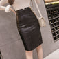 Women's PU Leather Pencil Skirt with Waist Belt Dsers