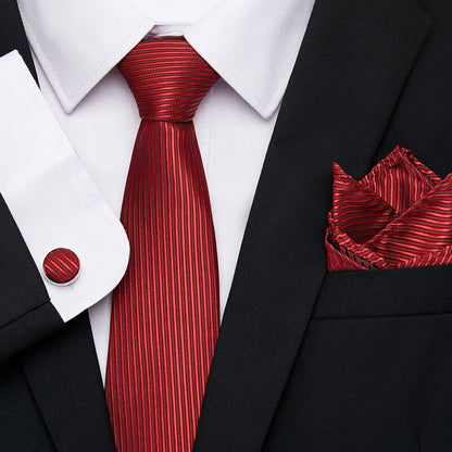 Men's Silk Tie Handkerchief and Cufflinks Set Dsers