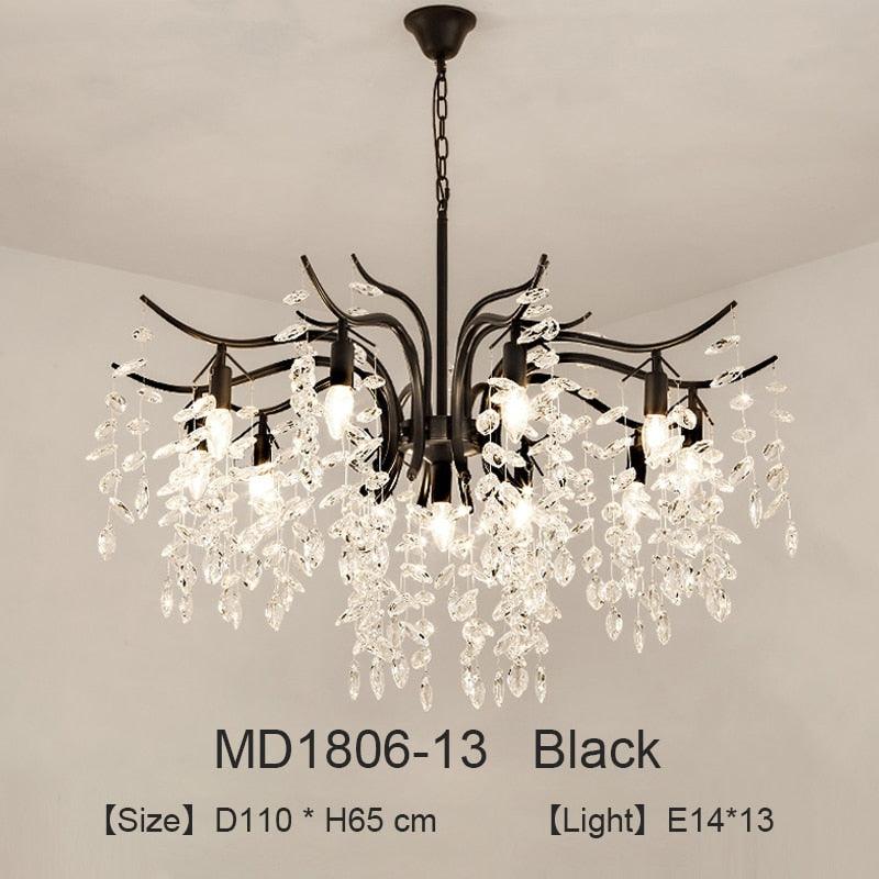 Nordic LED Crystal Chandeliers Gold Black Chandelier Luxury Lighting Kitchen Dining Living room Bedroom Lamp lustre pendente Dsers