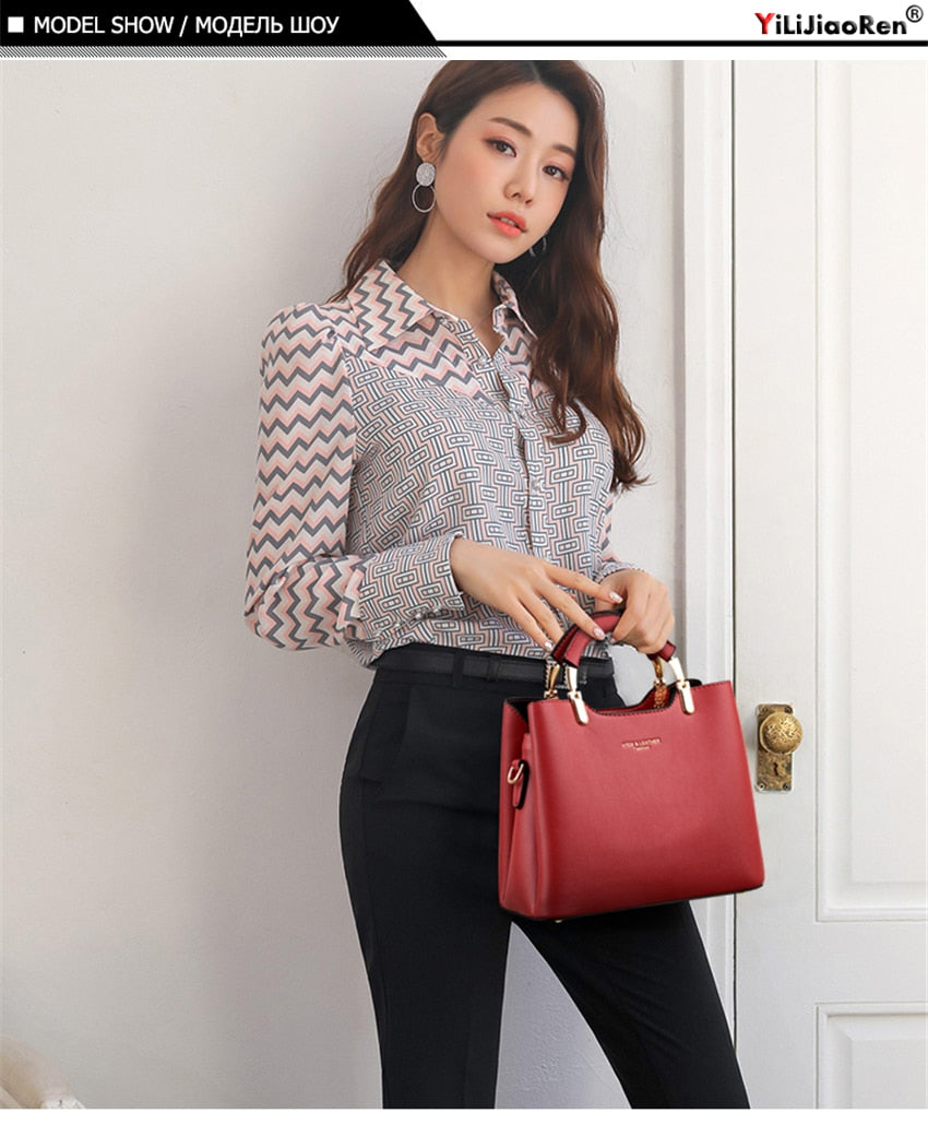 Women's  PU Leather Shoulder Bag with Handle Dsers