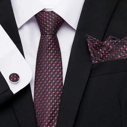 Men's Silk Tie Handkerchief and Cufflinks Set Dsers