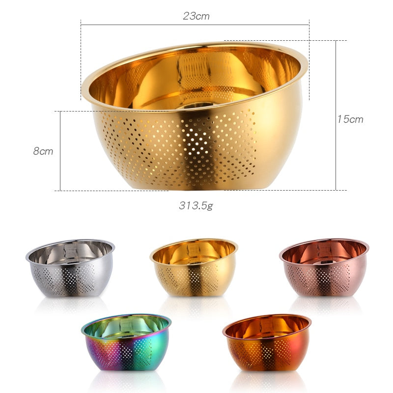 Stainless Steel Drain Basket Bowl Washing Kitchen Strainer Noodles Vegetables Kitchen Utensils Beans Sieve Fruit Cleaning Tools Dsers