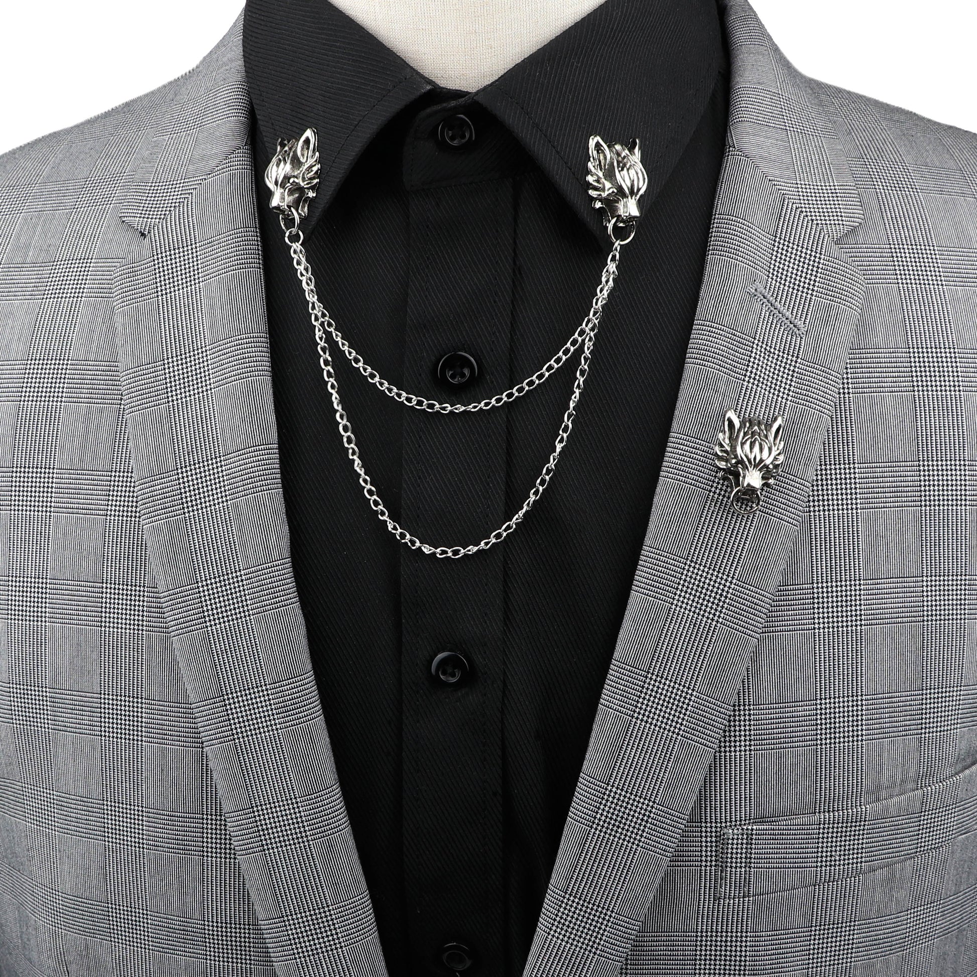 Men's Shirt Collar Tassel Chain Pins Dsers