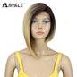 Noble Wigs For Women Synthetic Lace Wig Straight  Short Wig 12&quot; Ombre Blonde Wig Synthetic Lace Wig Cosplay Blonde Lace Wig