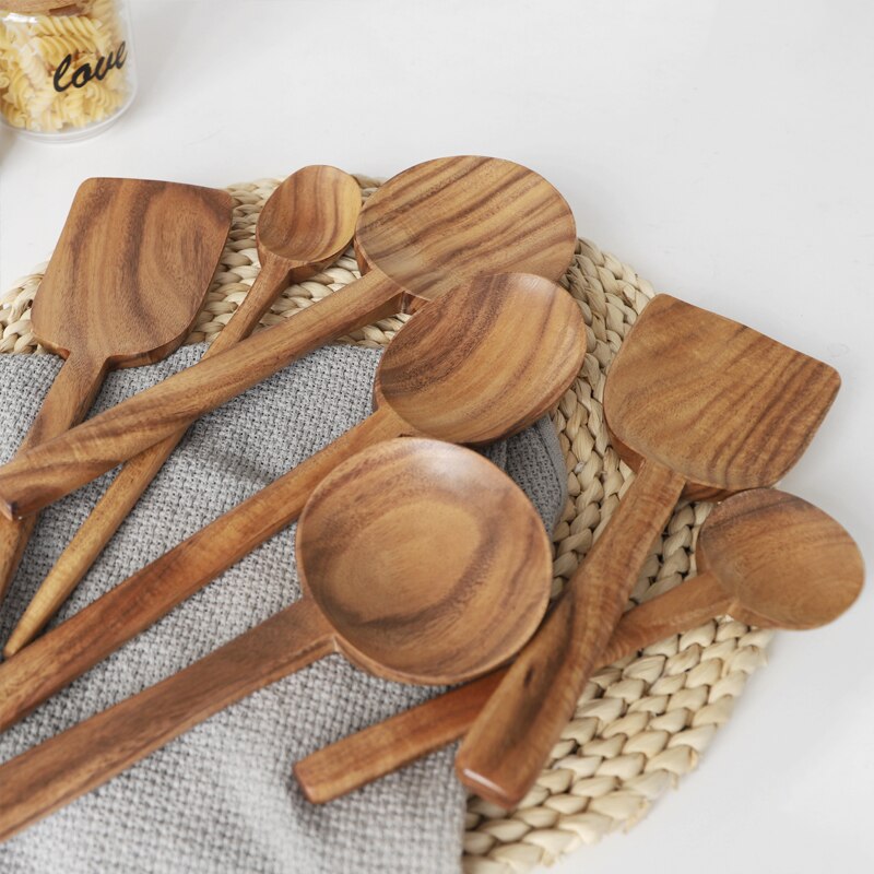 Musowood Teak Wooden Turner Spatula Rice Spoon Big Soup Scoop For Cooking Wood Kitchen Cooking Utensils Supplies Dsers