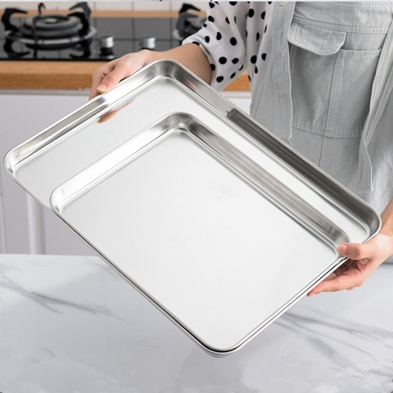 Rectangle Steamed Sausage Noodles Storage Trays Stainless Steel Fruit Dish Restaurant Hotel Kitchen Pastry Food Baking Plates Dsers