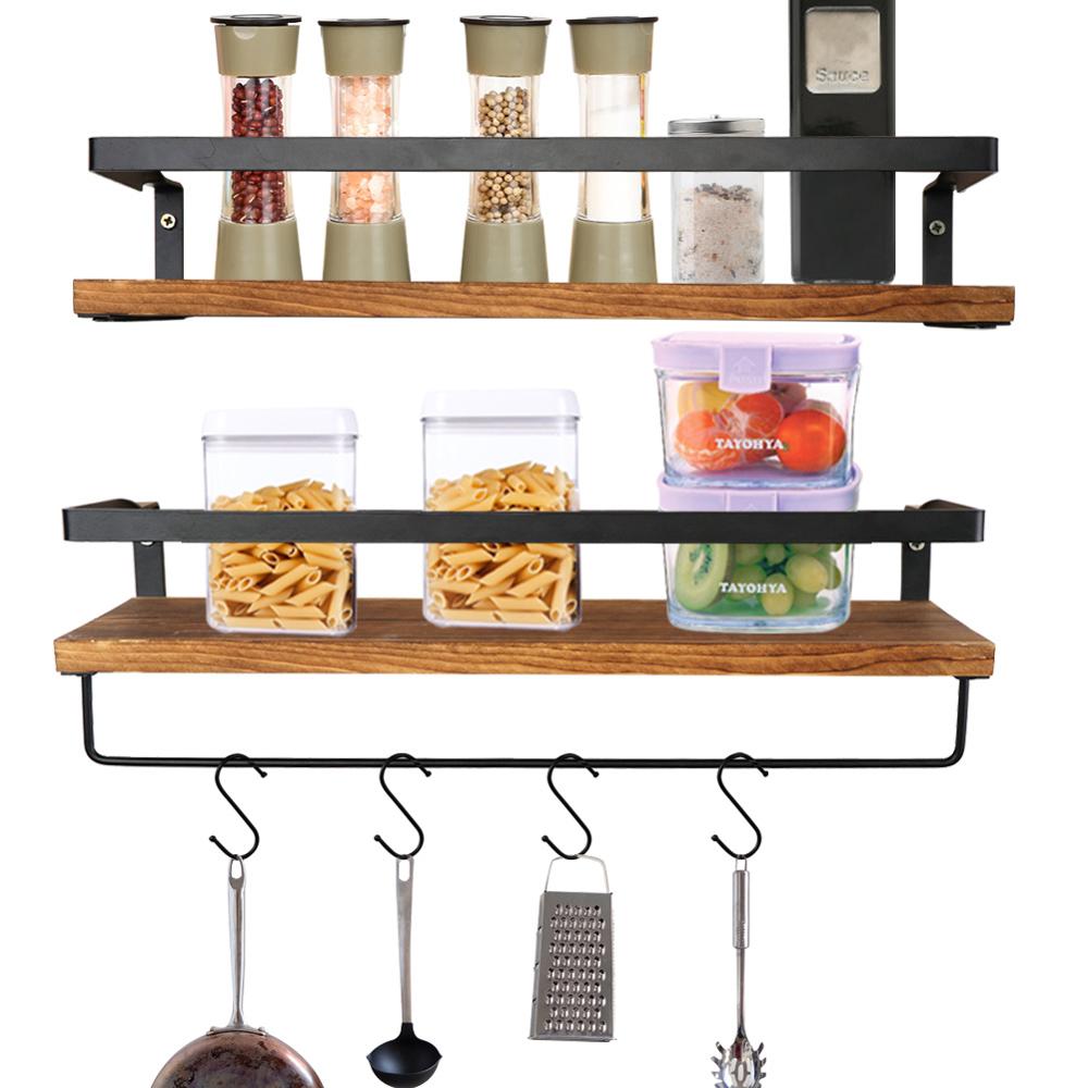 Wall Shelf Wood Floating Shelf Wall Decoration Multifunction Storage Holder Wall Shelf Rack Decorative For Kitchen/ Bedroom Dsers