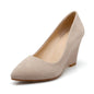 Women's Suede Pointed Toe Wedge Heels Dsers