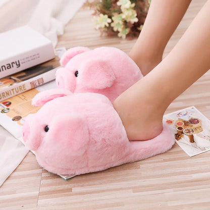 Women's Fuzzy Pink Piggy Themed Slippers Dsers