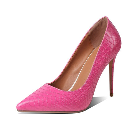 Women's Pink Snake Pattern Heels Dsers