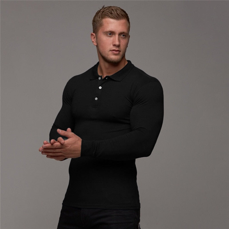 Men's Long Sleeve Cotton Polo Shirt Dsers