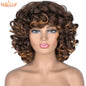 Short Hair Afro Curly Wig With Bangs For Black Women Synthetic Ombre Glueless Cosplay Wigs High Temperature Annivia