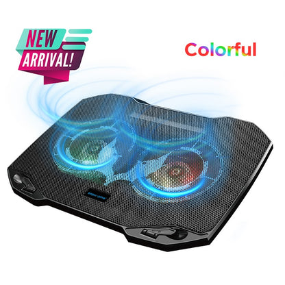 PopuPine Gaming Laptop Cooler with 2 Quiet Big Fans, RGB 7 Color Light Change Portable USB Laptop Cooling Pad 11 to 15.6 Inch