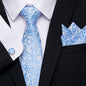 Men's Silk Tie Handkerchief and Cufflinks Set Dsers