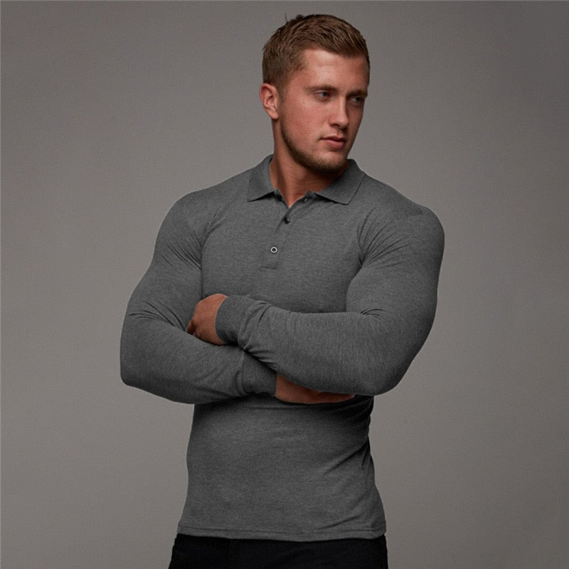 Men's Long Sleeve Cotton Polo Shirt Dsers