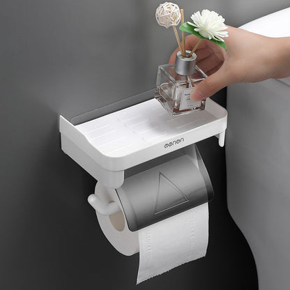 Wall Mount Toilet Paper Holder Bathroom Tissue Accessories Rack Holders Self Adhesive Punch Free Kitchen Roll Paper Accessory Dsers