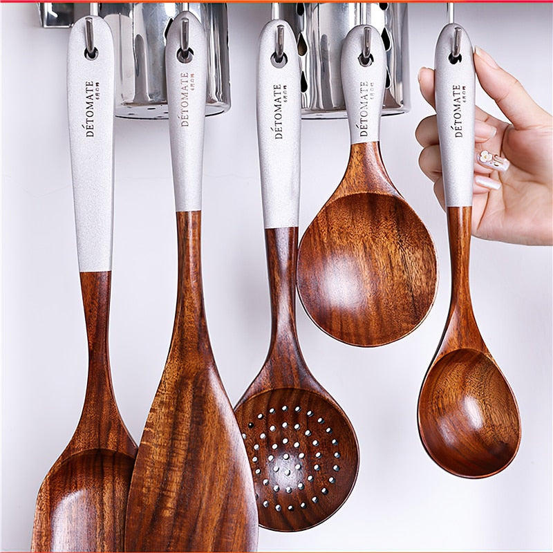 Solid Wood Cooking Tool Eco-friendly Teak Spatula Rice Scoop Environmental Protection Tableware Household Kitchen Supplies Dsers