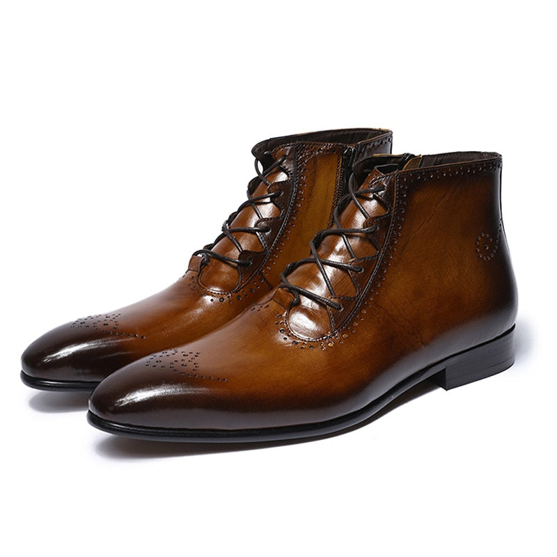 Men's Leather Zip Up Ankle Boots Dsers