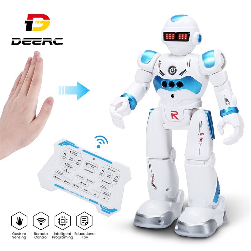 DEERC RC Robot Toy Smart Gesture Sensing Remote Control Robot Flexible Moving Great Toys Gift For 3-8 Year Old Boys Girls Kids