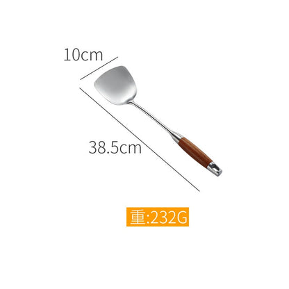 Rosewood Spatula 304 Stainless Steel Kitchenware Soup Spoon Fishing Colander Household Kitchen Utensils Frying Shovel Hot Set Dsers