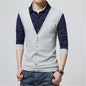 Men's  Long Sleeve Mock Dress Shirt and Sweater Vest Combo Dsers