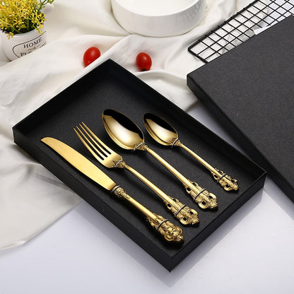 Spklifey Dinnerware Set Gold Cutlery Fork Stainless Steel Spoon Royal Cutlery Forks Knives Spoons Kitchen Spoon Tableware Dsers