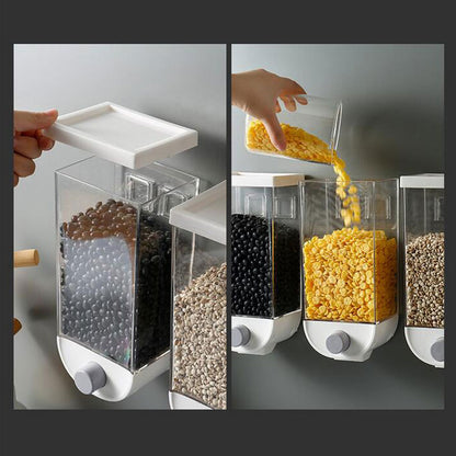 Wall Mounted Press Cereals Dispenser Grain Storage Box Dry Food Container Organizer Kitchen Accessories Tools 1000/1500ml Dsers