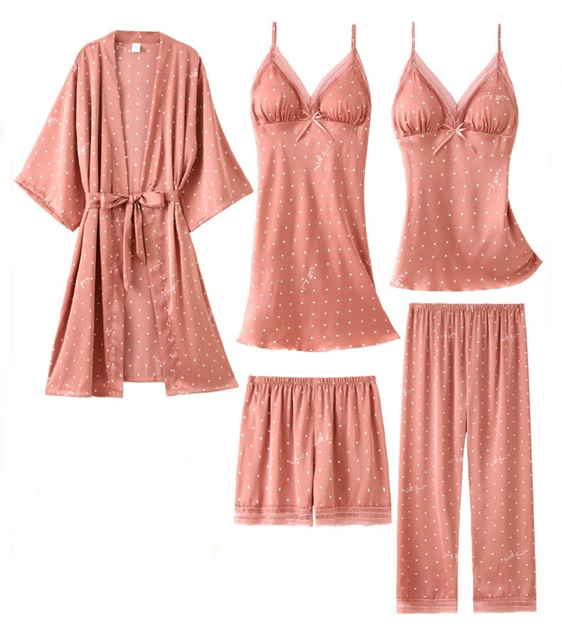 Women's 5 Piece Pajama Lingerie Set Dsers