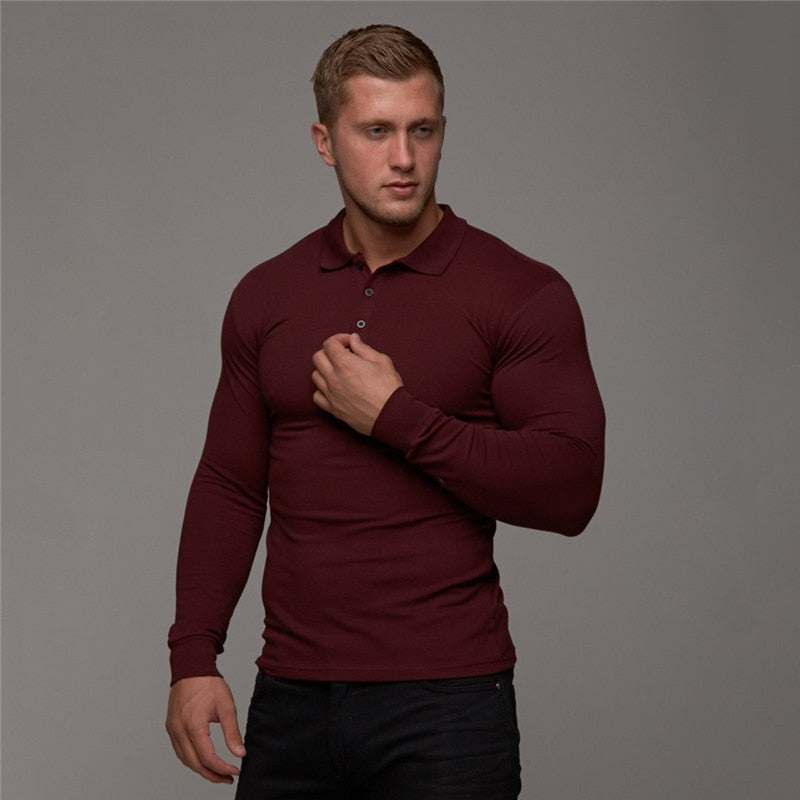 Men's Long Sleeve Cotton Polo Shirt Dsers