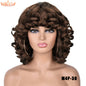 Short Hair Afro Curly Wig With Bangs For Black Women Synthetic Ombre Glueless Cosplay Wigs High Temperature Annivia