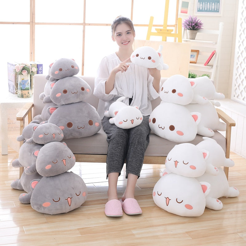 35-65 Kawaii Lying Cat Plush Toys Stuffed Cute Cat Doll Lovely Animal Pillow Soft Cartoon Toys for Children Girls Christmas Gift