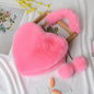 Women's Fuzzy Heart Shaped Plush Handbag Dsers