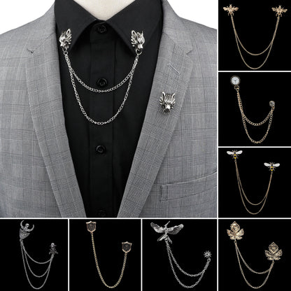 Men's Shirt Collar Tassel Chain Pins Dsers