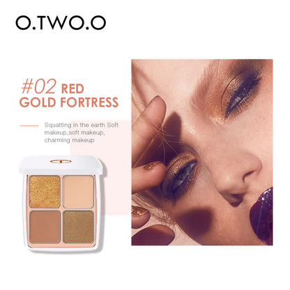 O.TWO.O Colored Drawing Morocco Eyeshadow Palette 4 Colors Matte Shimmer Glitter Effect Eye Shadow Makeup For Daily Use