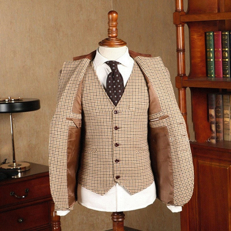 Men's 3 Piece Slim Fit Tweed Suit Dsers