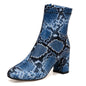 Women's Snake Pattern Zipper Ankle Boots Dsers