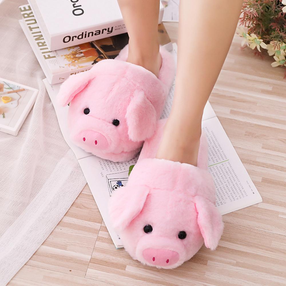 Women's Fuzzy Pink Piggy Themed Slippers Dsers